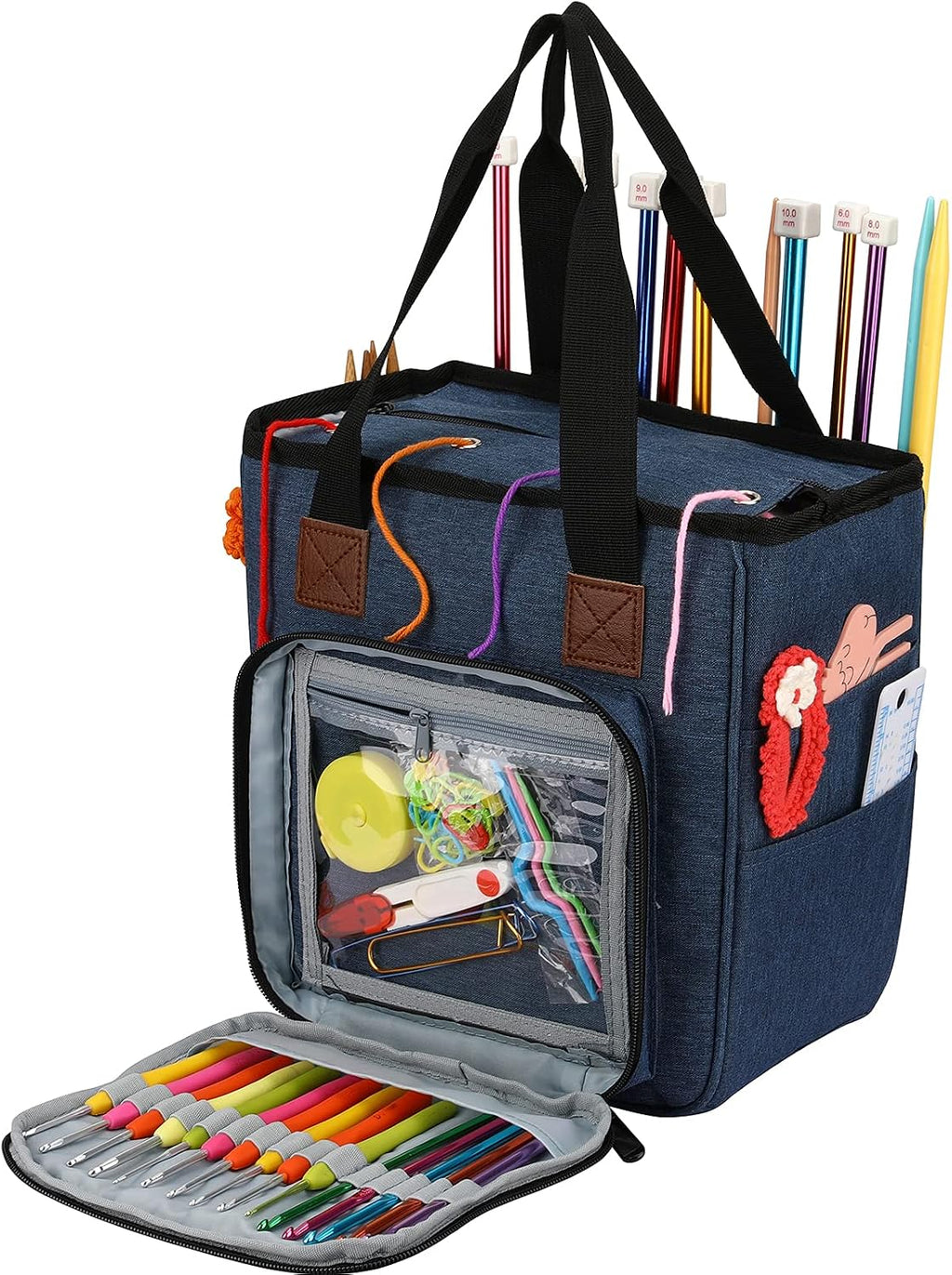 Yarn Knitting Storage Tote-Large Capacity Crochet Organizer Portable