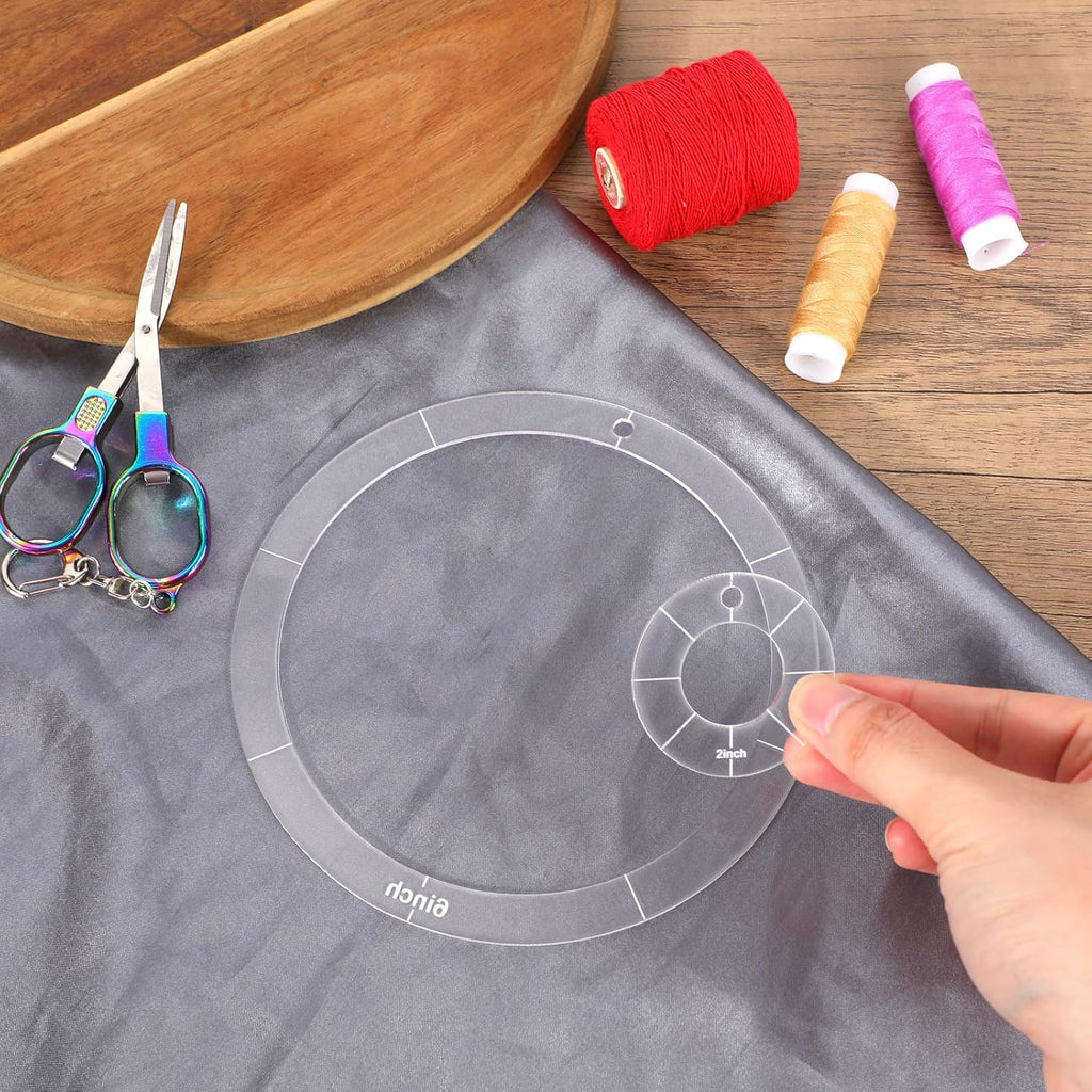 6pcs Circle Quilting Templates for Sewing, Different Sizes Round