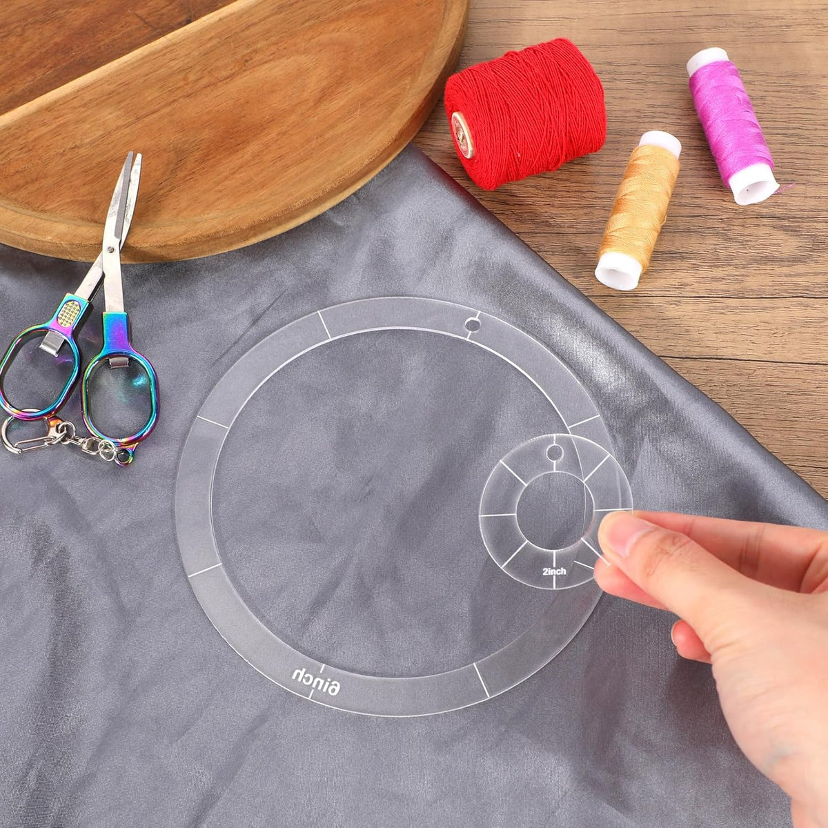 6pcs Circle Quilting Templates for Sewing, Different Sizes Round