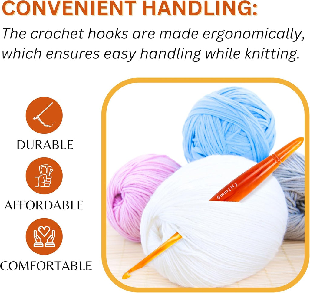 Divit Shilp Ergonomic Handle Crochet Hooks | Handcrafted 7’’ Resin