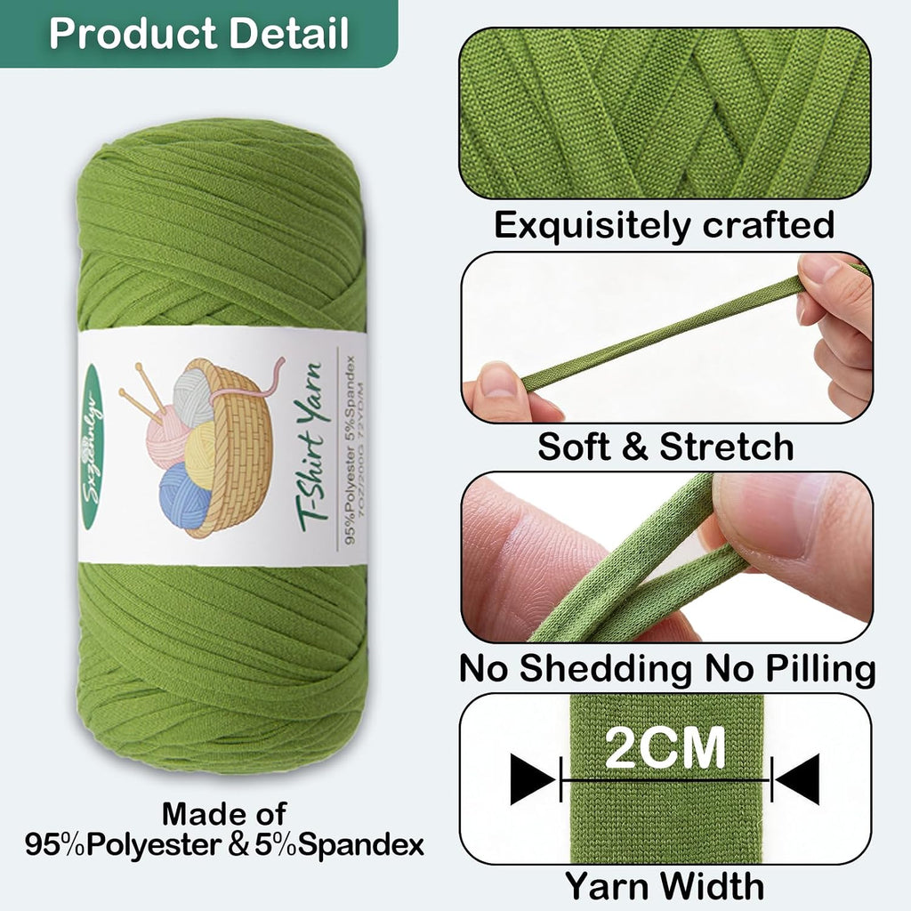 2 Pack T-Shirt Yarn for Crochet 400g/144yds (White&Brown)