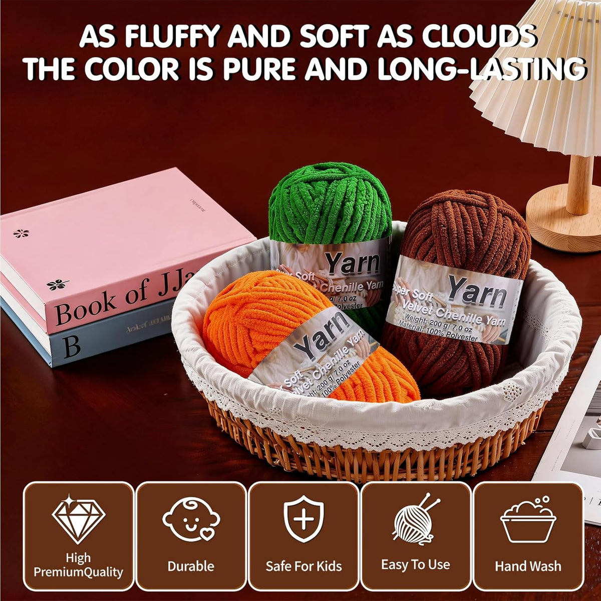 #6 Super Bulky Baby Blanket Yarn for Crocheting - 4 Skeins