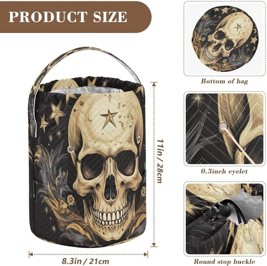 YETTASBIN Skull Star Yarn Storage Bag, Large Crochet Knitting Bag