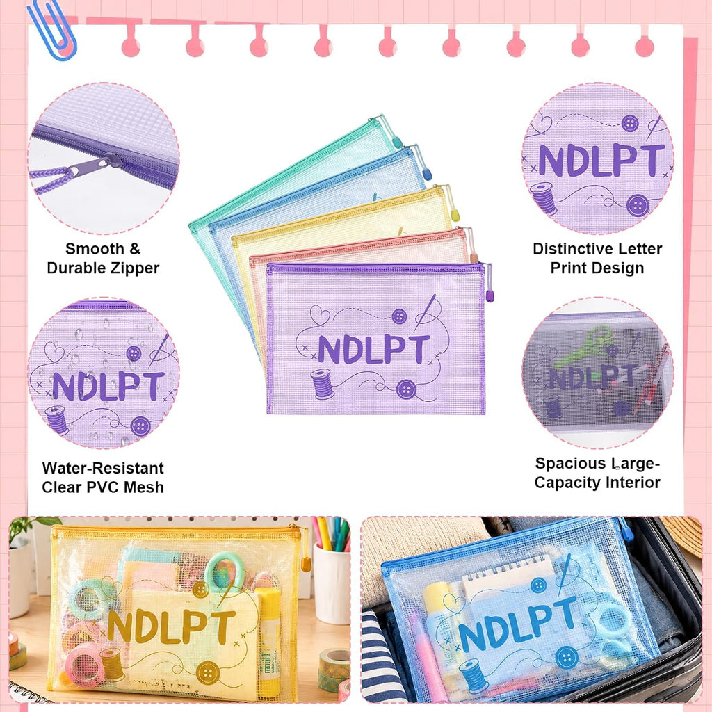 10 Pack A4 Needlepoint Project Bags, Clear Mesh Zipper Organizer