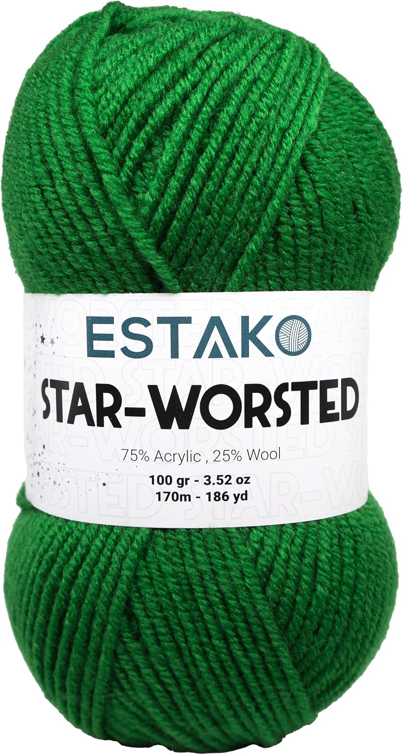 Estako Star-Worsted Soft Yarn for Crocheting, Worsted Weight 4, Green
