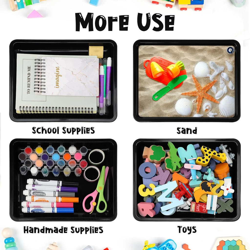 Maitys 24 Pcs Plastic Art Tray 11x8.7x1 Inch Activity Craft Tray,Black