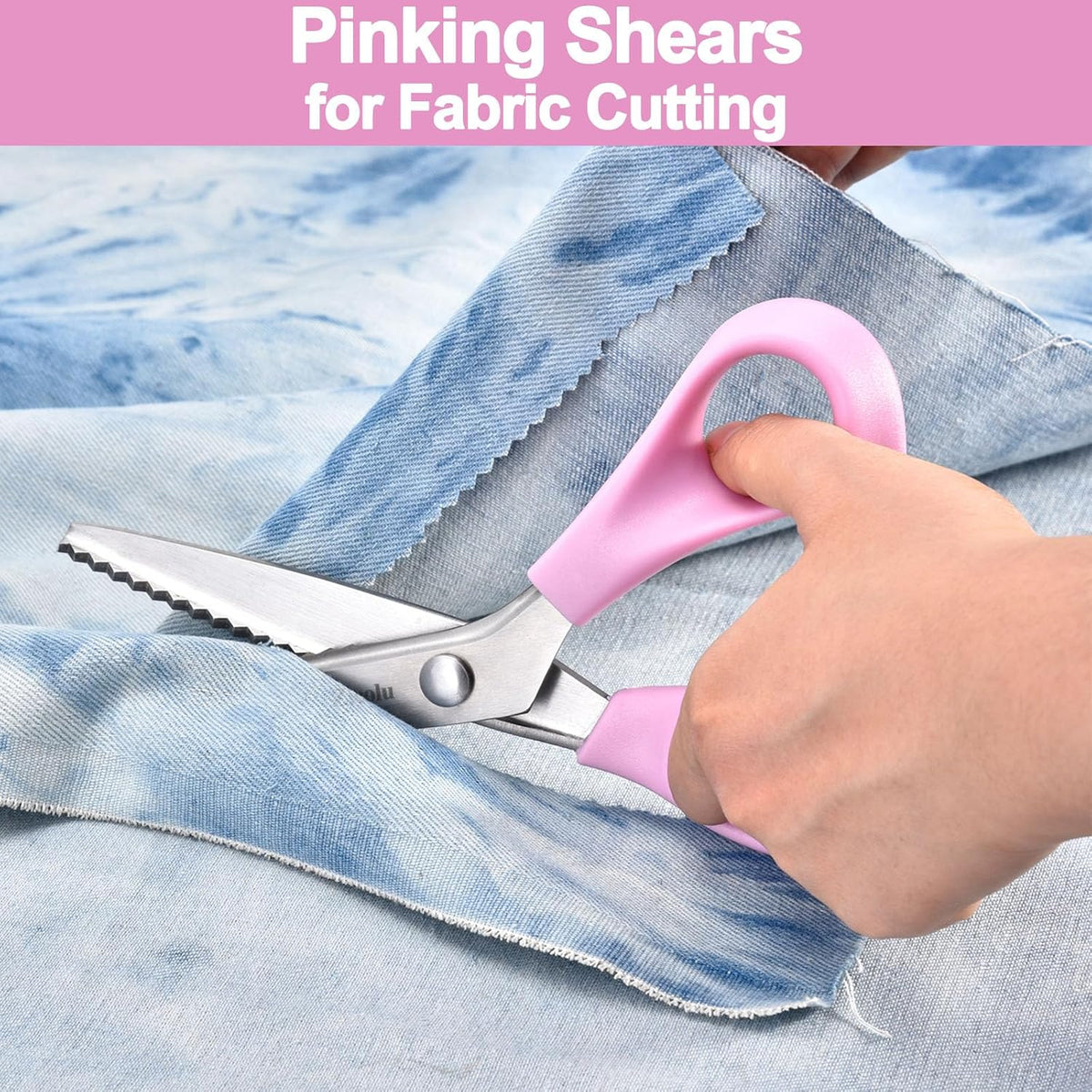 Zicolu Sewing Pinking Shears for Fabric Cutting, 9" Zig Zag Scissors