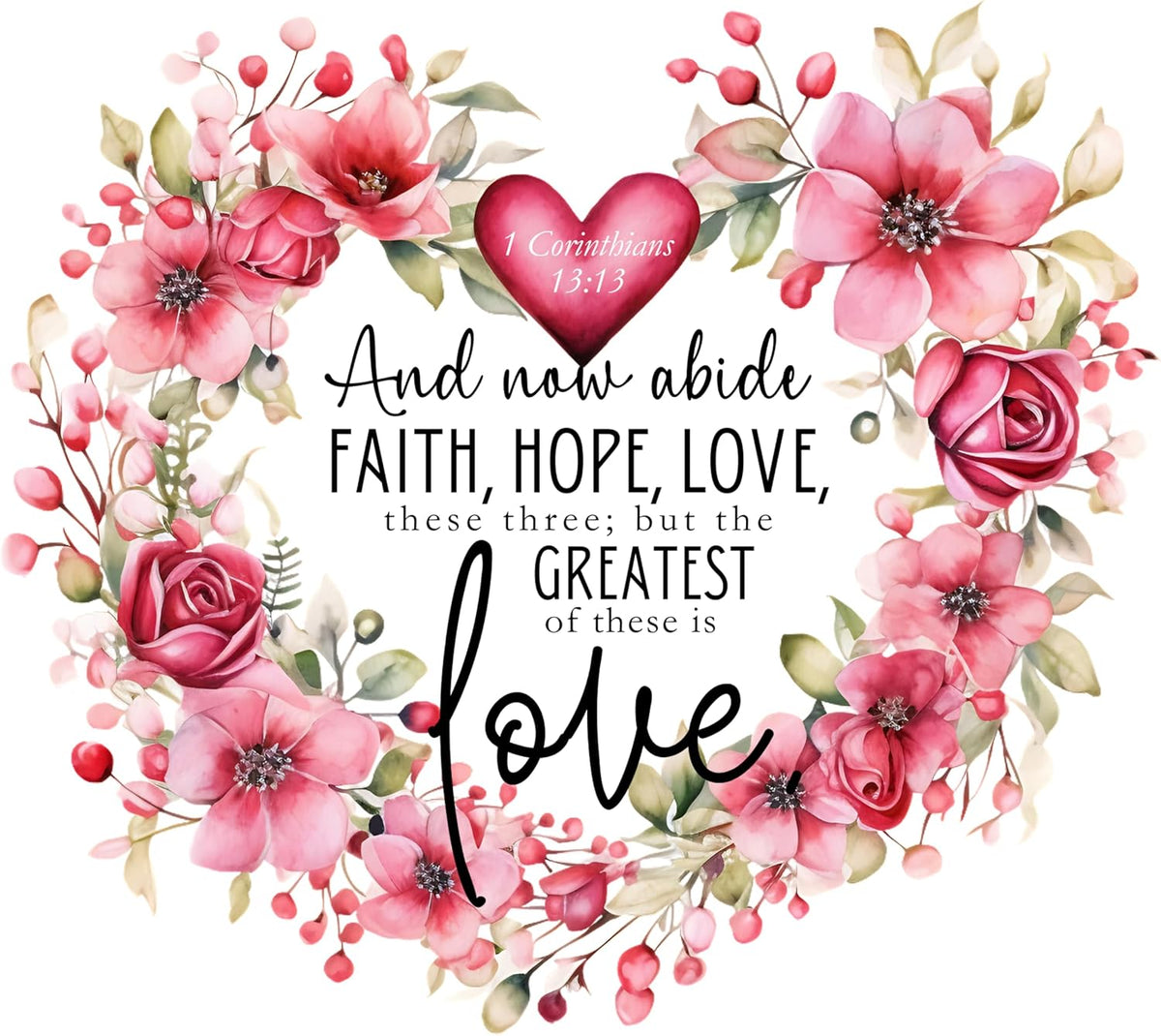 Fabric Panel 8"x8" 1 Corinthians 13:13 Love 100% Cotton Quilt Square