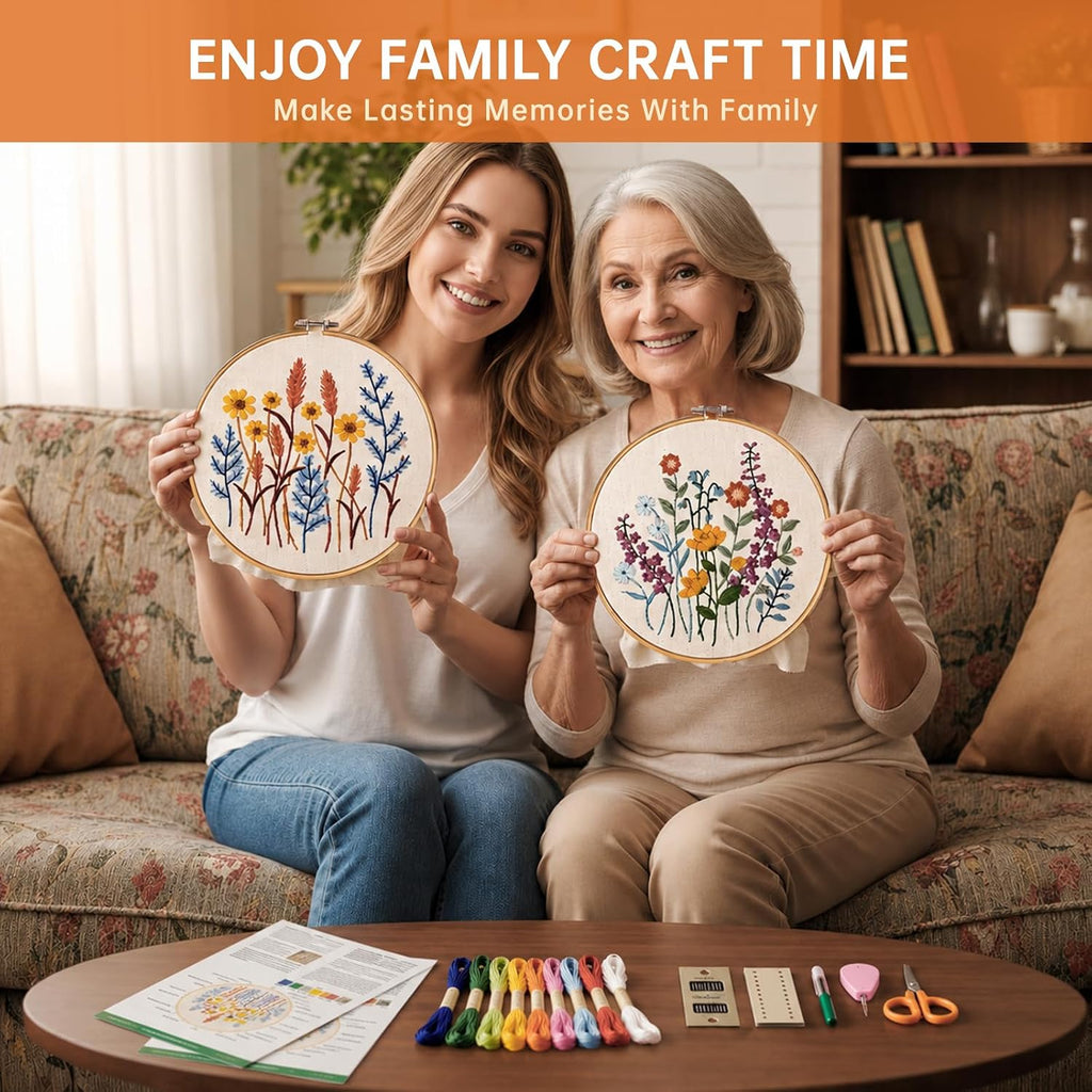 CYANFOUR 5 Pack Beginner Embroidery Kit for Adults with Video &