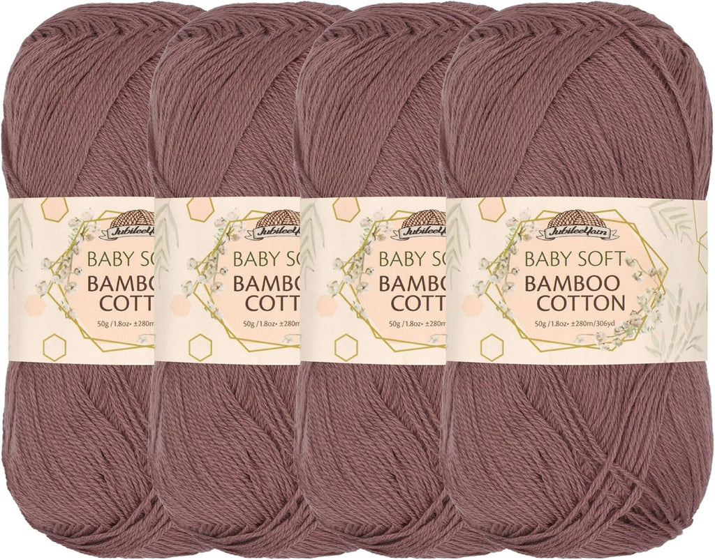 JubileeYarn Baby Soft Bamboo Cotton Yarn - Caffé Mocha - 4 Skeins