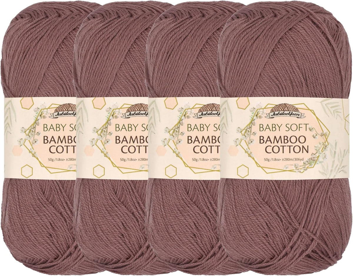 JubileeYarn Baby Soft Bamboo Cotton Yarn - Caffé Mocha - 4 Skeins