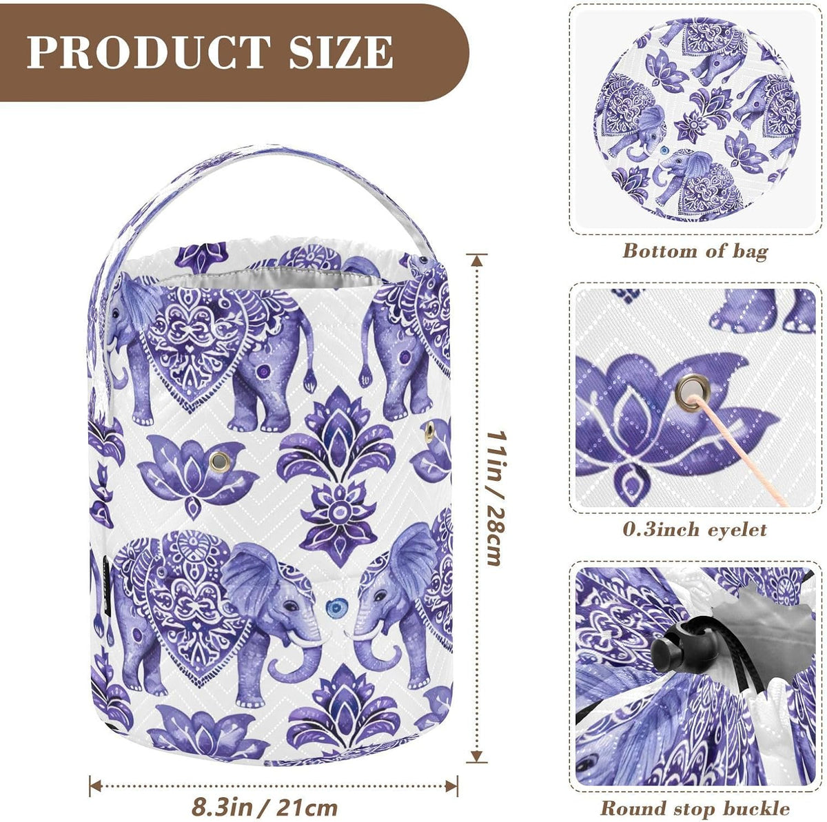 YETTASBIN Elephant Yarn Storage Bag, Large Crochet Knitting Bag