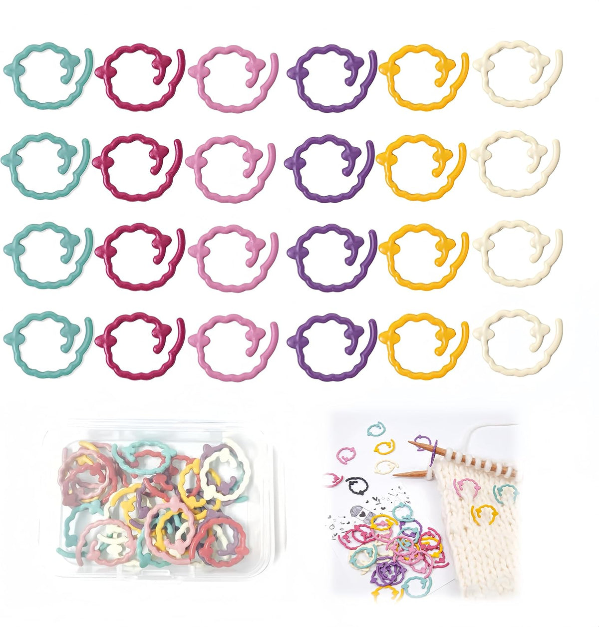 Wonafa 24 Pcs Stitch Markers for Crocheting,Colorful Crochet Stitch