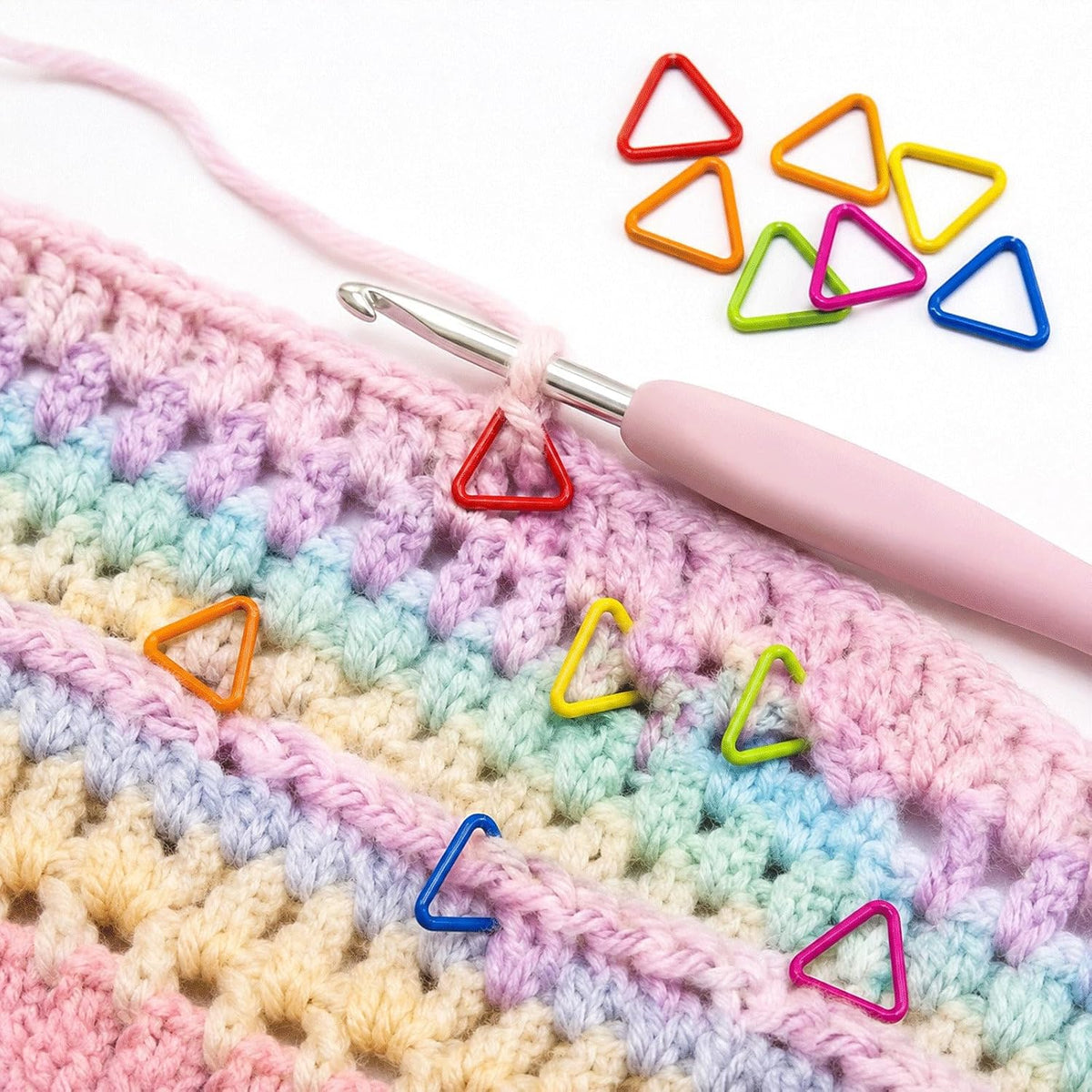 100PCS Triangle Crochet Stitch Markers, Metal Marker Rings for DIY