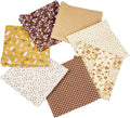 KISSITTY 10"x10" Flower Cotton Fabric Brown Color 7 Sheets Floral
