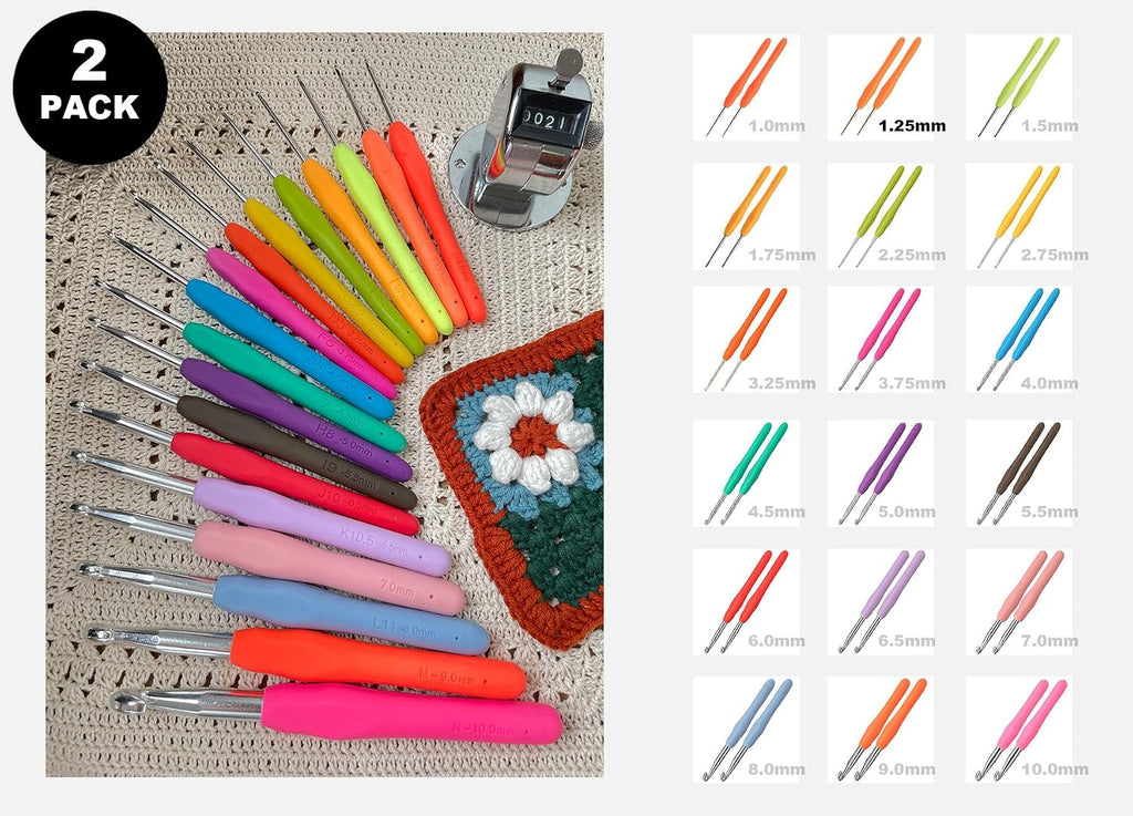 2Pcs 1.25mm Small Crochet Hooks, Ergonomic Small Lace Crochet Hook