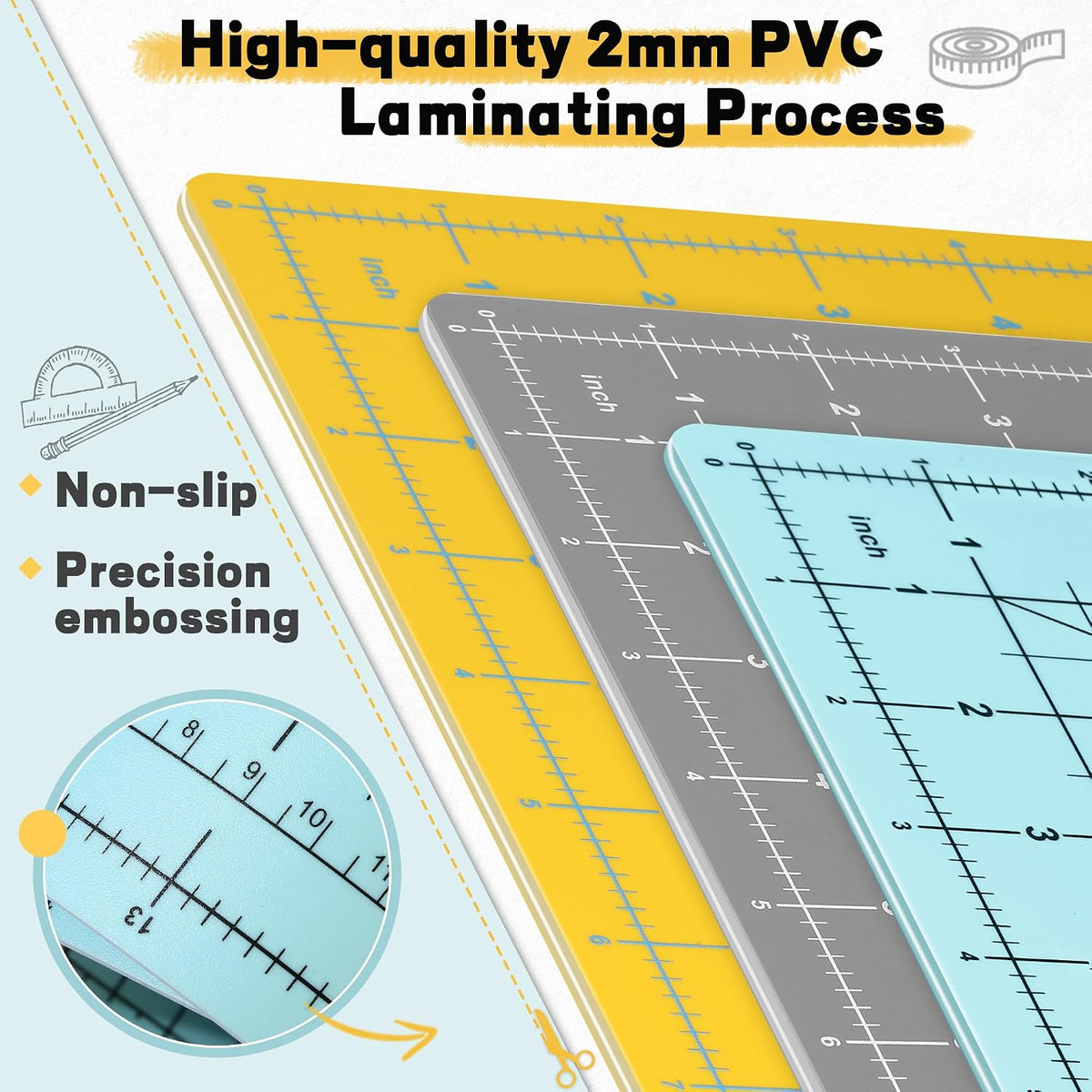 Self Healing Cutting Mat 18" x 12", A3 Double-Sided for Sewing &