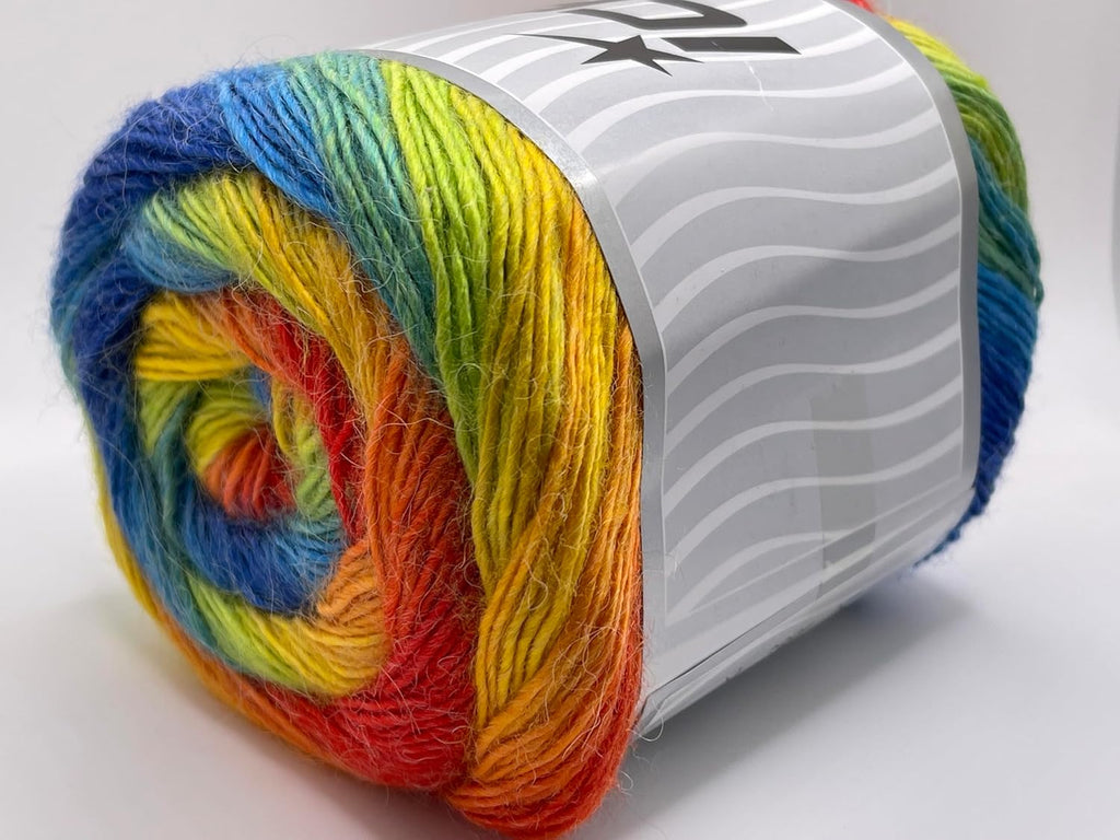 Rainbow Cake Alpaca Fine - Bue, Green, Yellow, Orange, Red - Alpaca