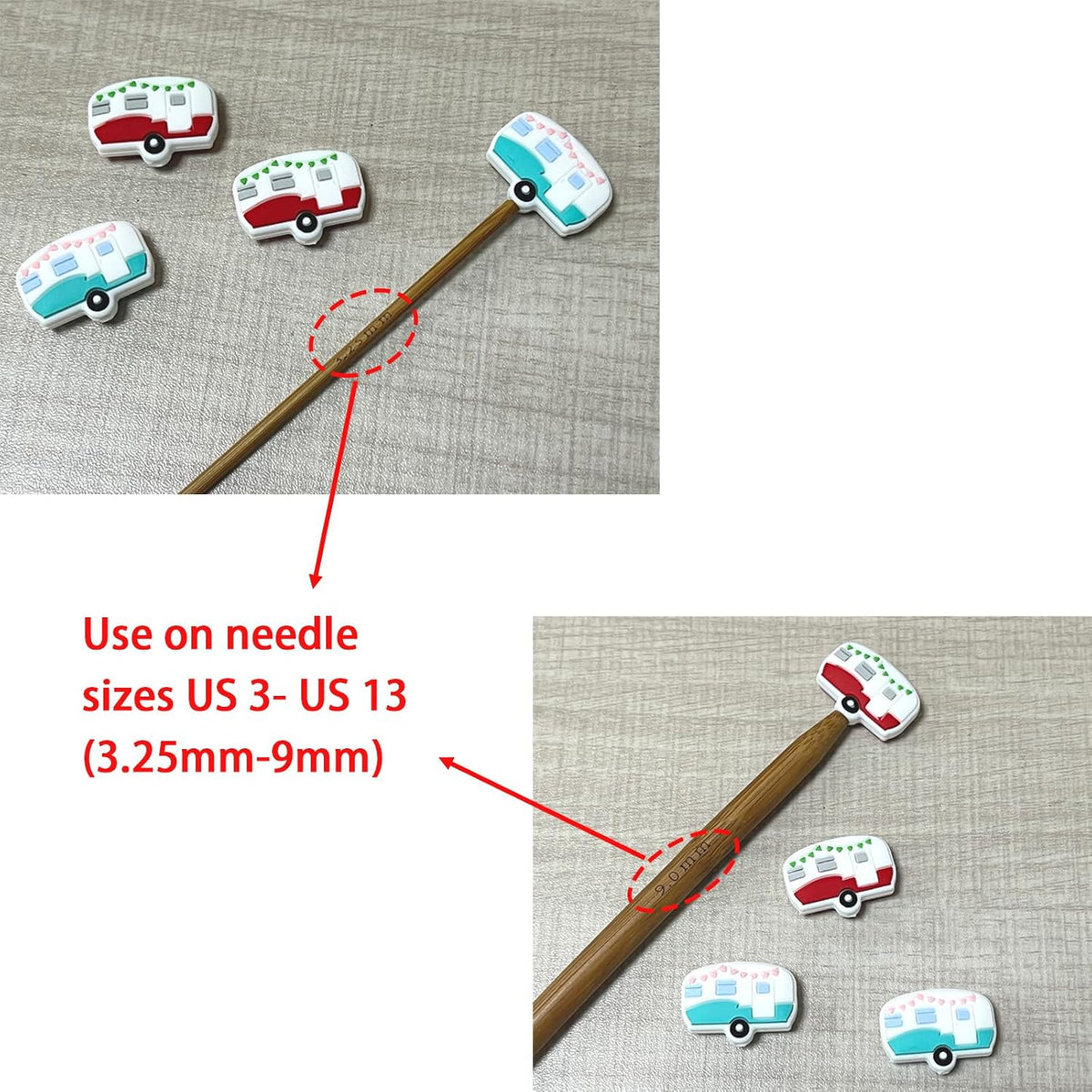 SPANSEE 4 PCS Camper Shape Knitting Needle End Caps, Knitting Needle