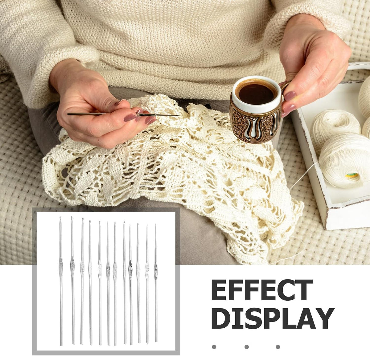12pcs Crochet Hooks Set Stainless Steel for Beginners