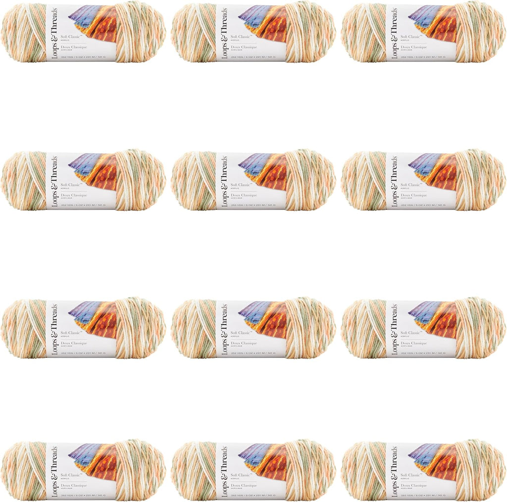 MICHAELS Bulk 12 Pack: Soft ClassicTM Multi Ombre Yarn by Loops &