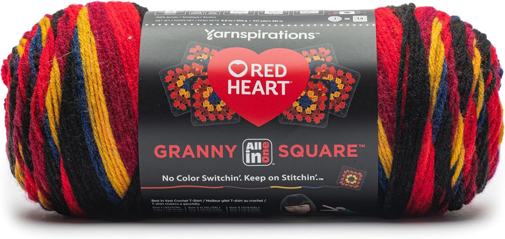 Red Heart All In One Granny Square Yarn (250g/8.8oz), Black - Moody