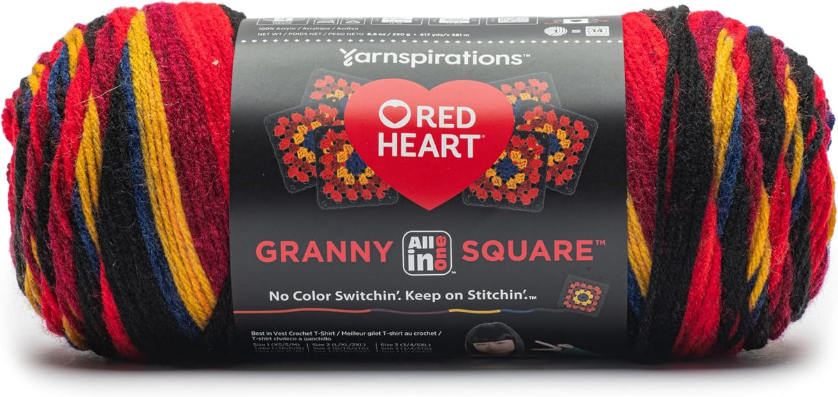 Red Heart All In One Granny Square Yarn (250g/8.8oz), Black - Moody