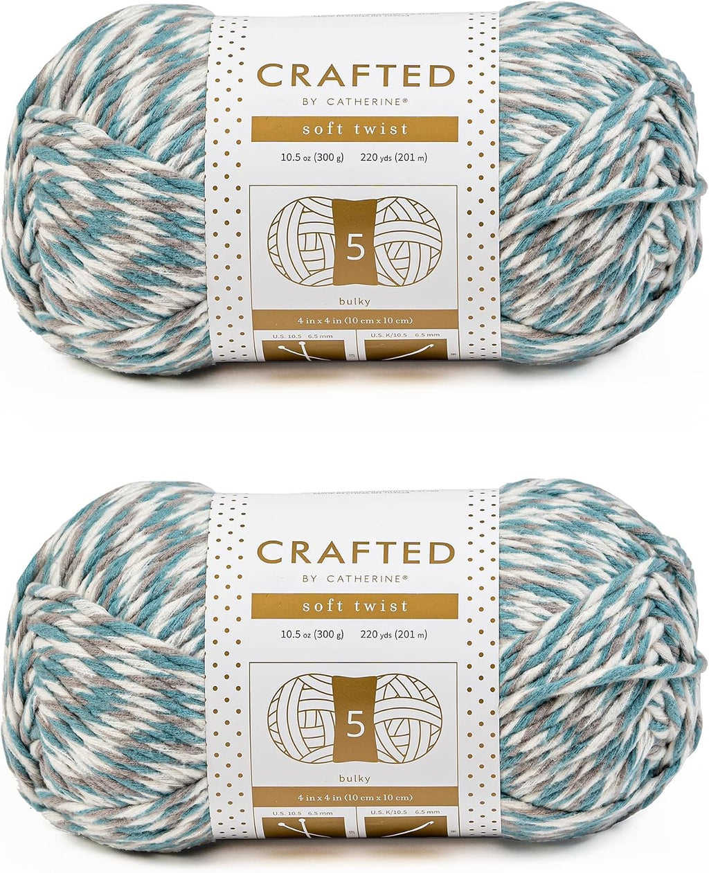 Crafted By Catherine Soft Twist Yarn - 2 Pack (220 Yards Each Skein)