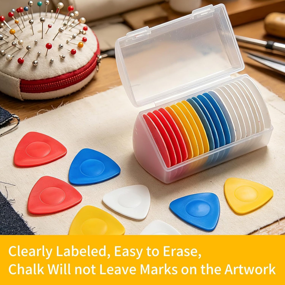 20 Pcs Tailors Chalk,Triangle Sewing Chalk for Fabric(4 Colors)