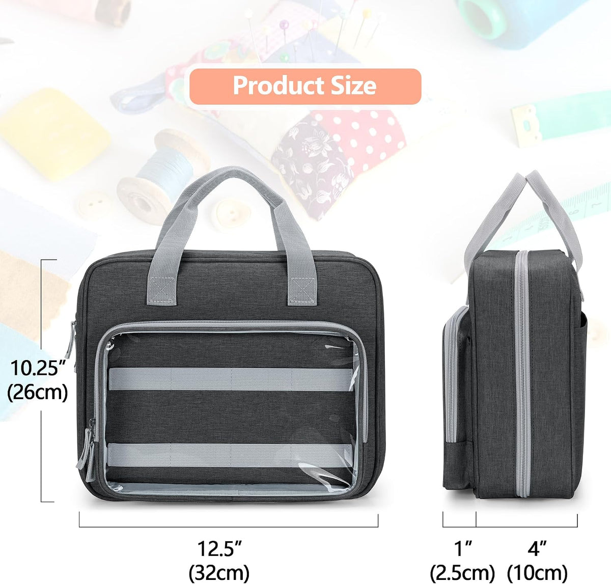 LUXJA Sewing Storage Organizer with Folio Open Design, Gray