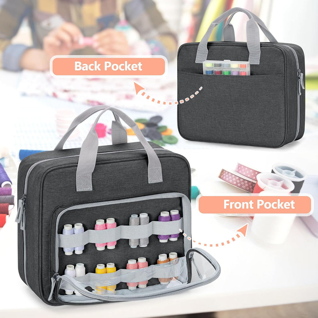 LUXJA Sewing Storage Organizer with Folio Open Design, Gray