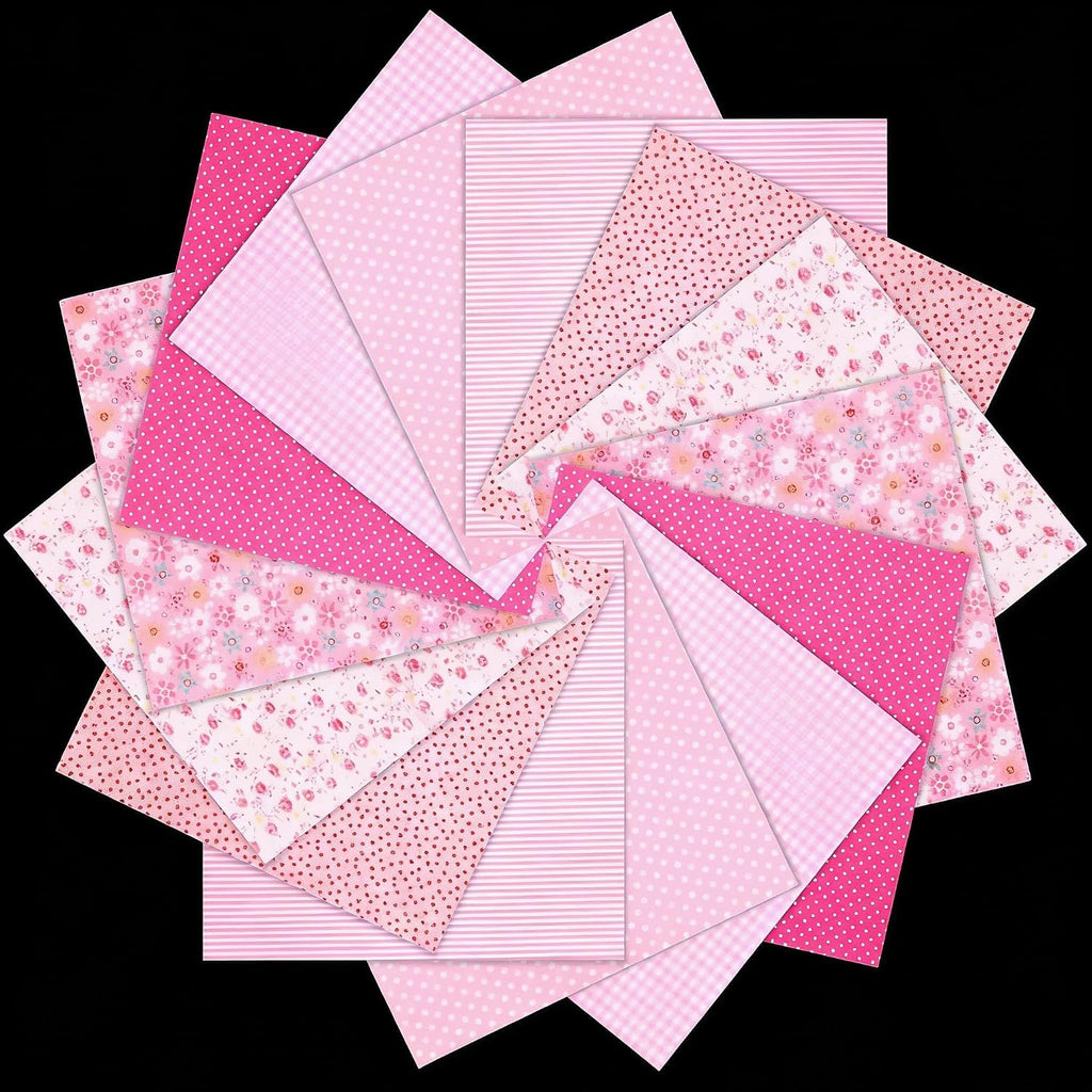14PCS 10x10 Inch Pink Cotton Fabric Squares for Quilting, Pre-Cut