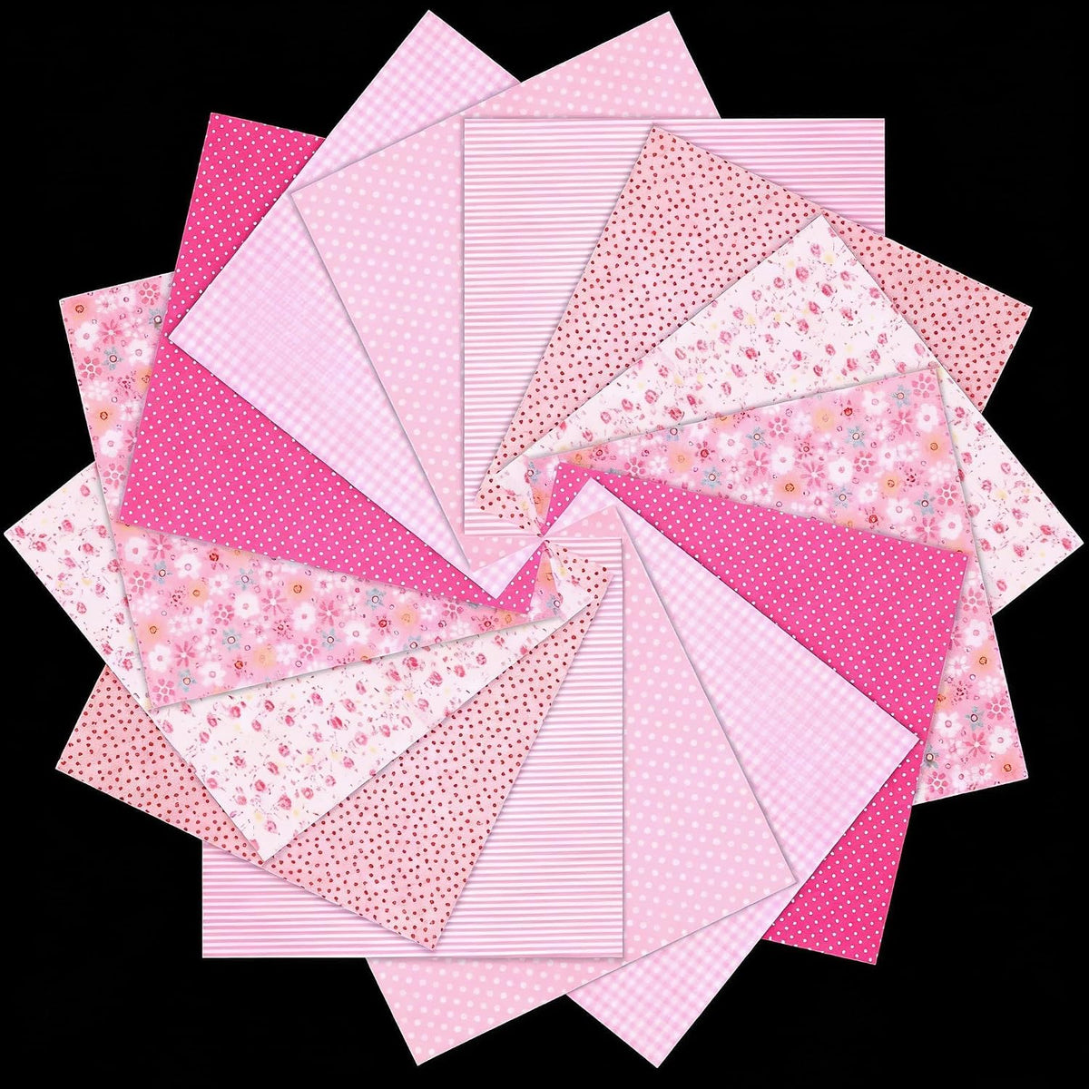 14PCS 10x10 Inch Pink Cotton Fabric Squares for Quilting, Pre-Cut