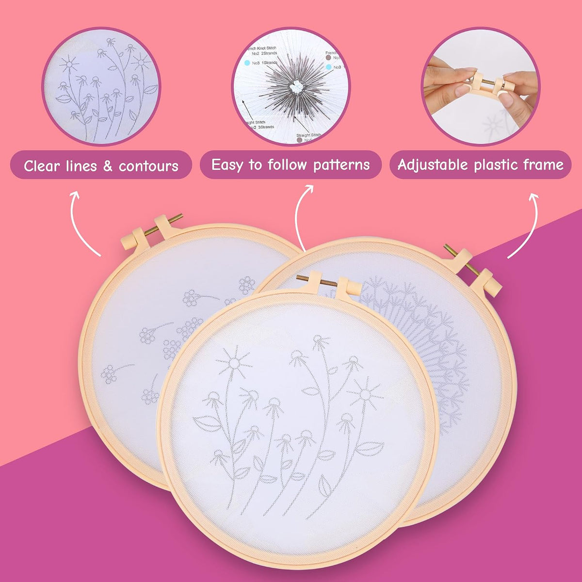 Clear Background Embroidery Kit for Beginners – DIY Hand Embroidery