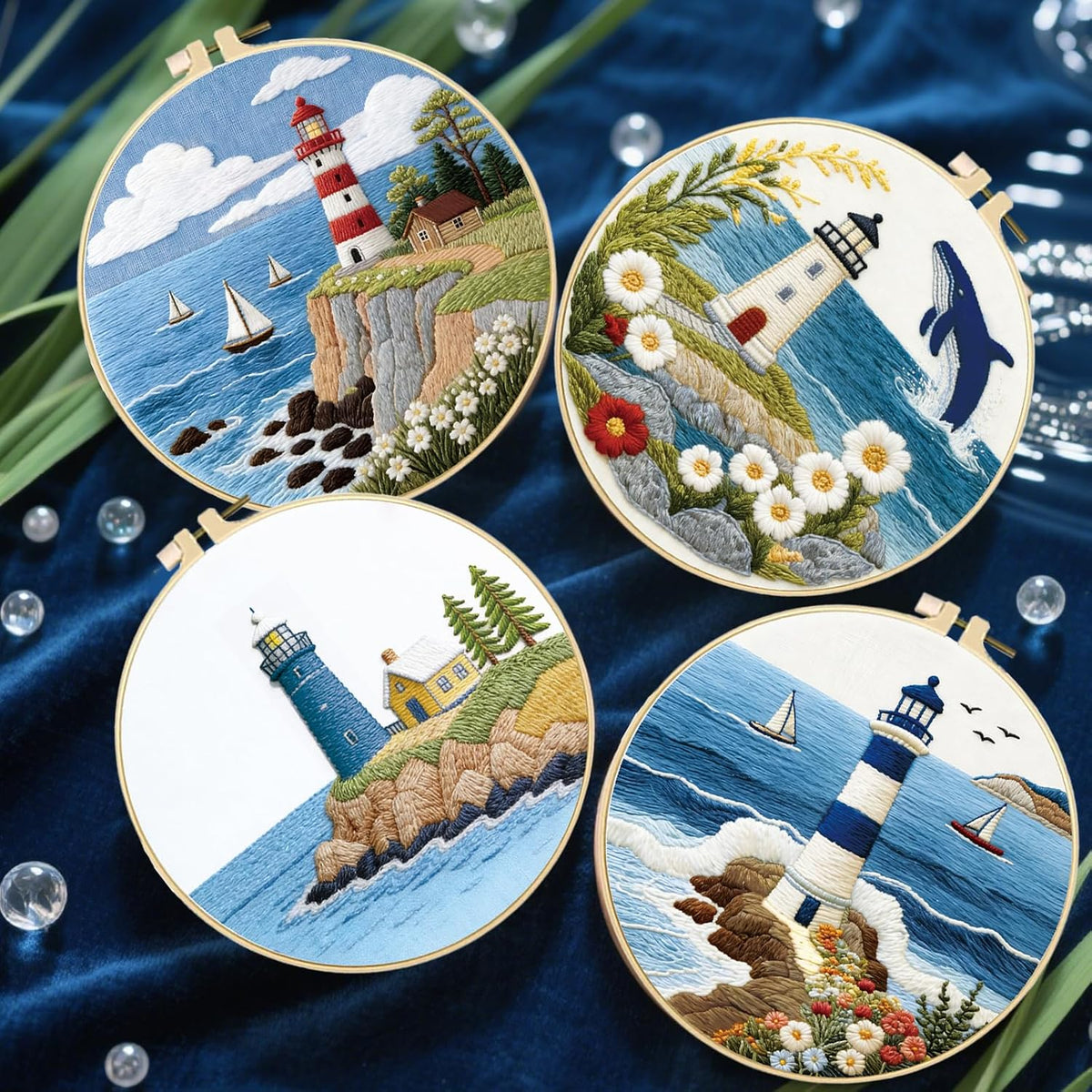 FREEBLOSS 4 Sets Embroidery Kit for Beginners Needlepoint Embroidery
