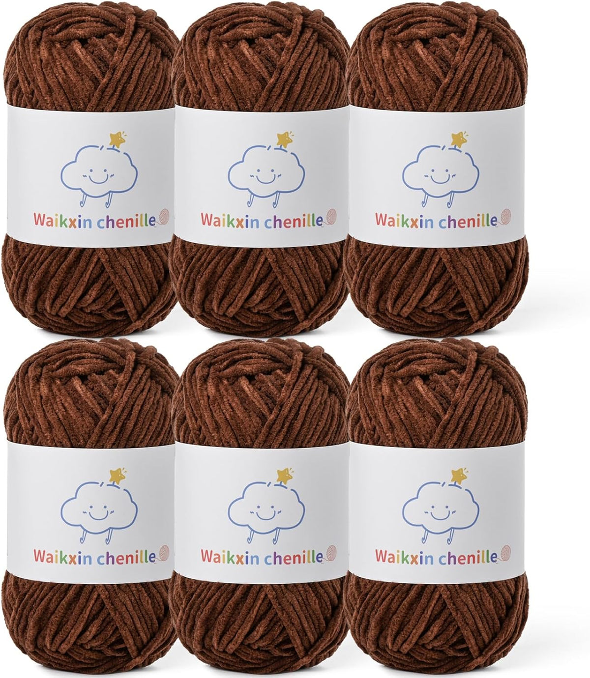 6 Pack of Skinny Chenille Yarn for Crocheting, Amigurumi Yarn&Baby