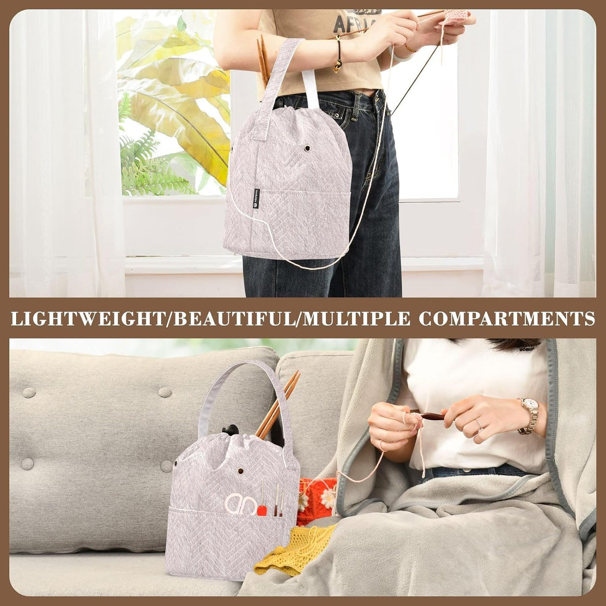 GuoChe Meat Solid Color Crochet Bags Crochet Yarn Storage Portable