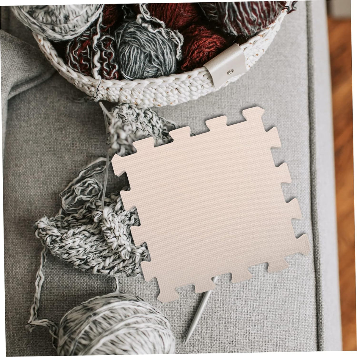 9pcs Knitting Blocking Mat Foam Board Portable Beige Set