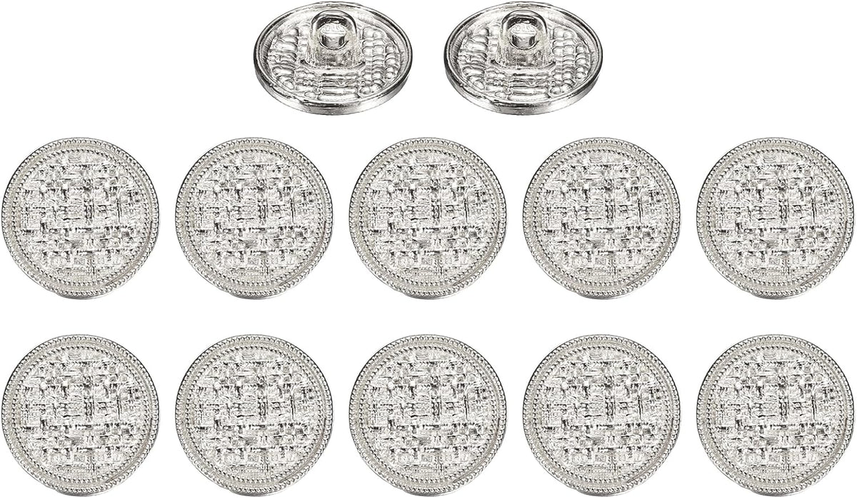 uxcell Metal Shank Buttons,15mm/0.59" Retro Weave Buttons,Silver 12Pcs