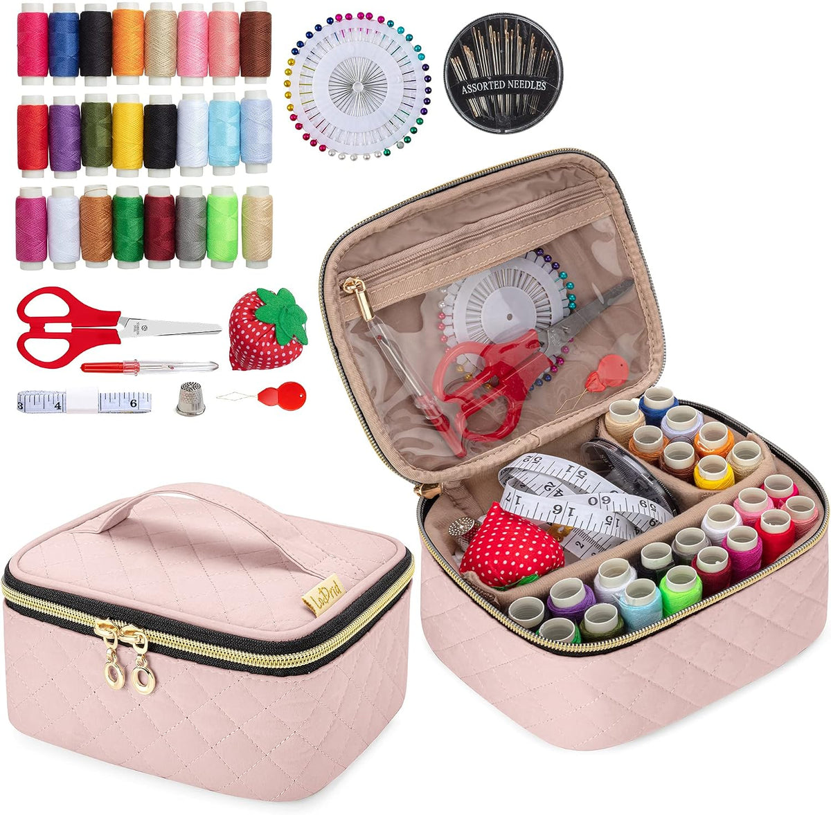 LoDrid Sewing Kit with 24 Color Threads and Sewing Accessories, Dusty