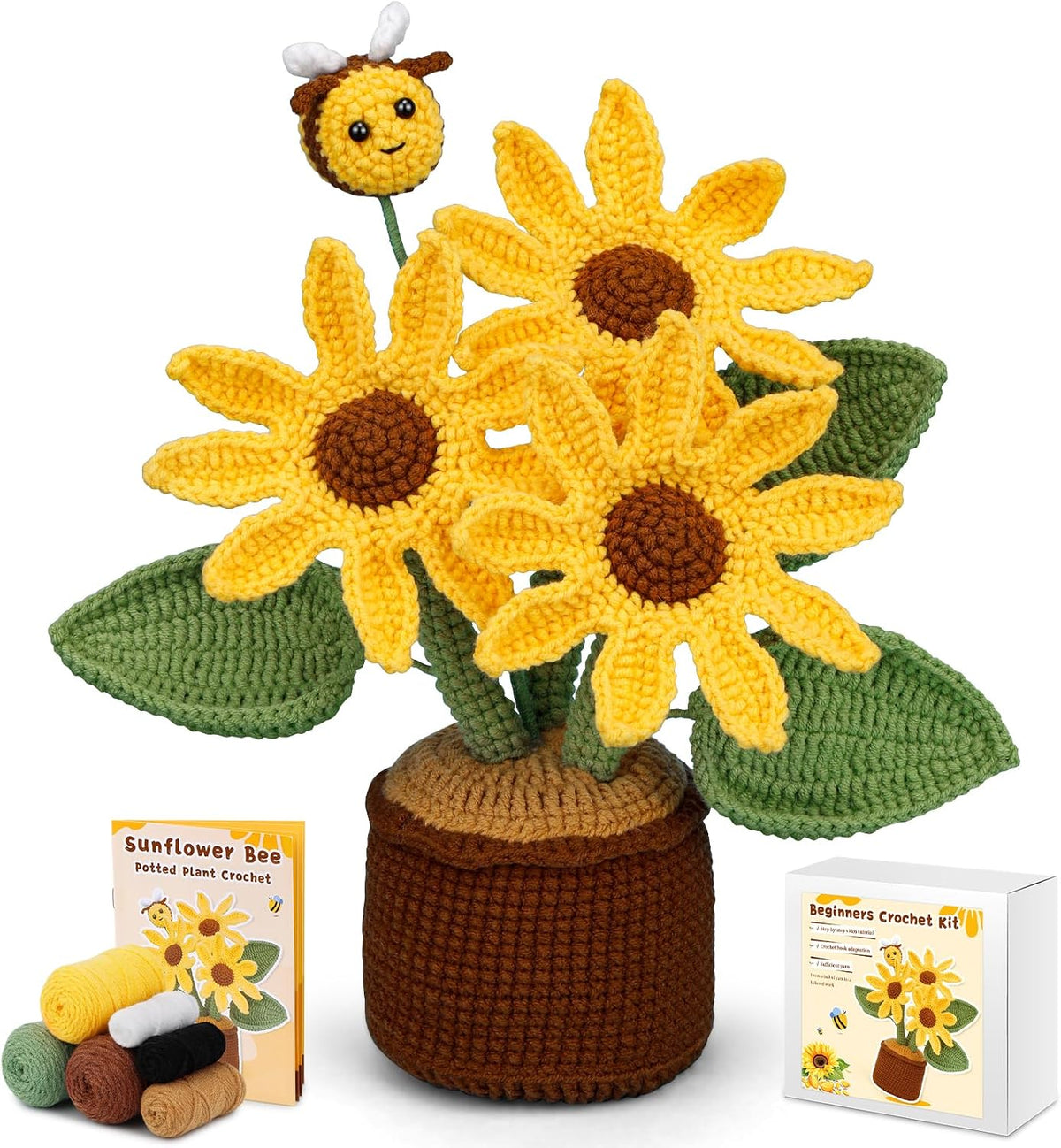 LUNARM Crochet Kits, Crochet Kit for Beginners Adults Sunflower