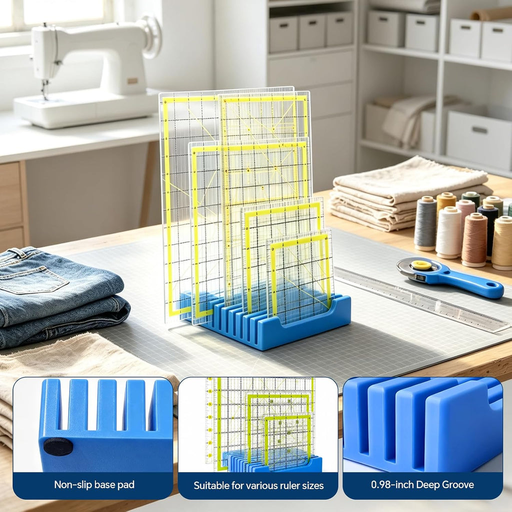 Adameng 12 Slot Quilting Ruler Holder Sewing Ruler Holder Organizer