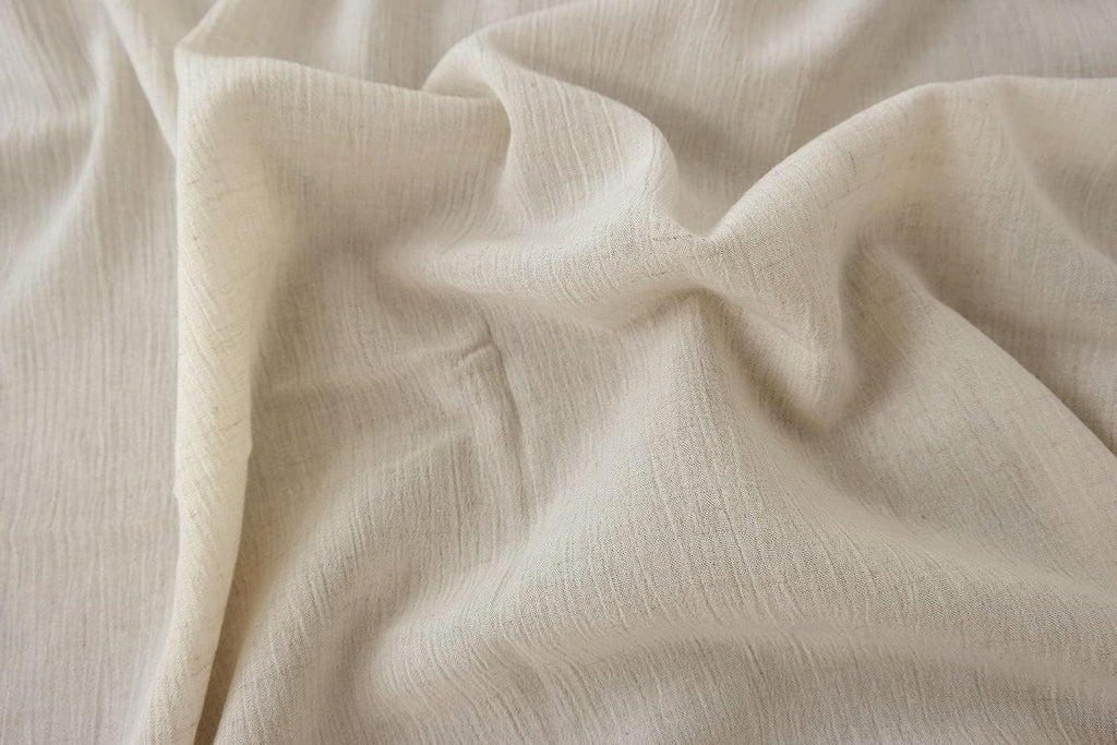 Ivory Linen Rayon Wrinkled Fabric | Quality Textured Material for