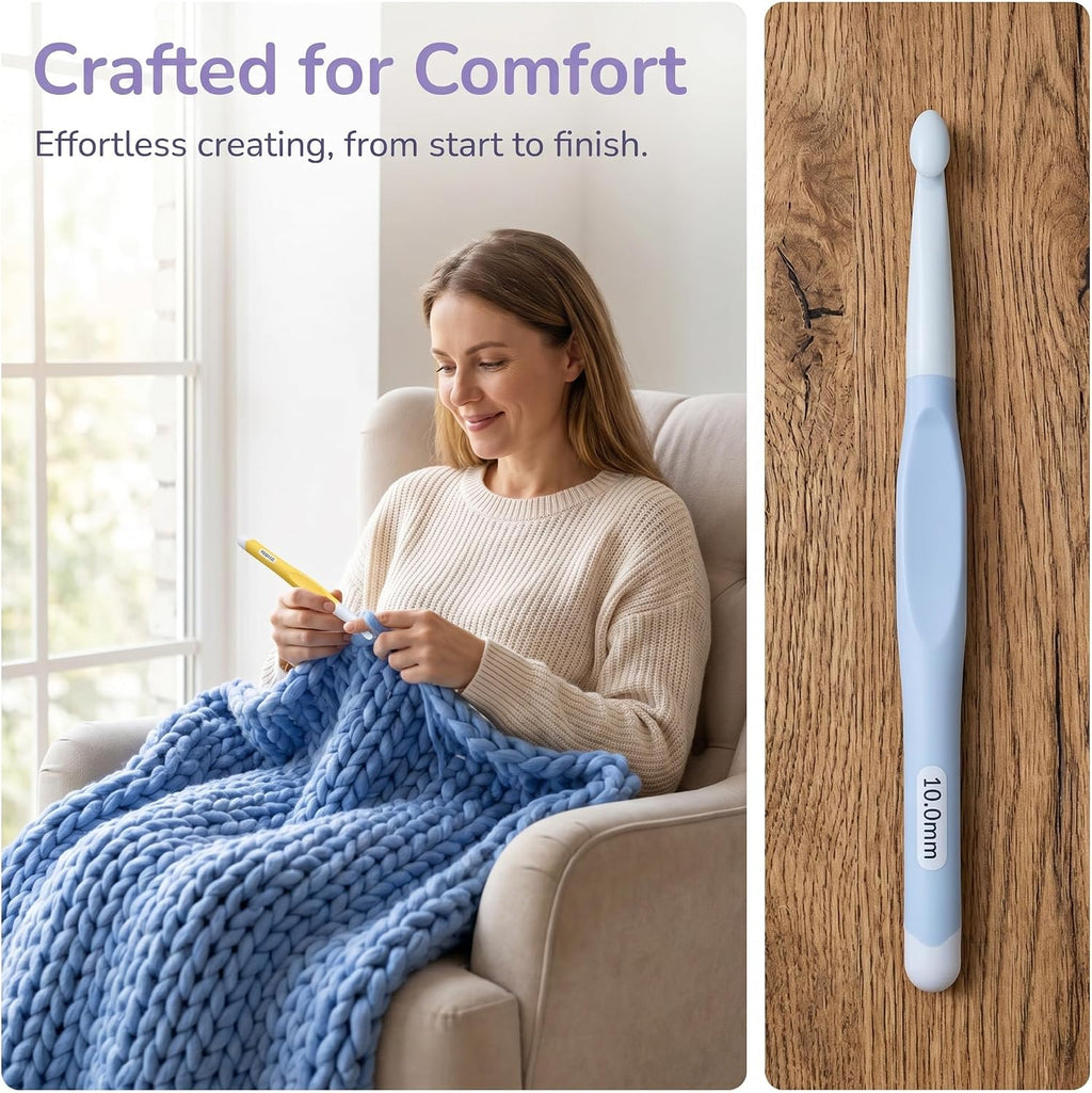 Large Ergonomic Crochet Hooks Set, 5 Pcs Big Crochet Hooks for Chunky