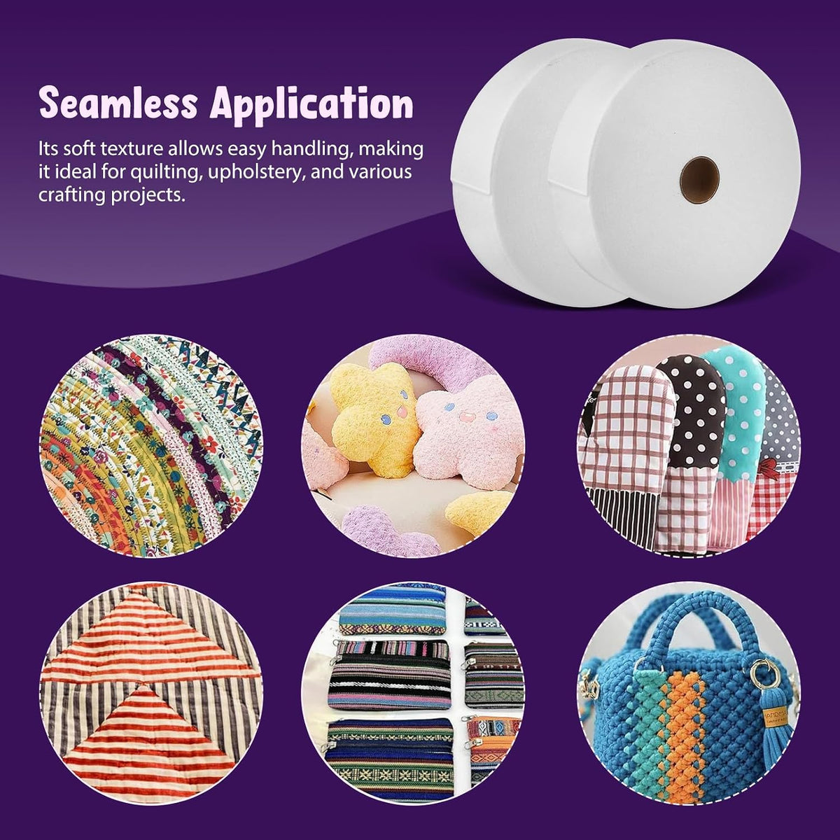 2 Rolls Nonwoven Batting Roll for Quilting Crafting and Sewing