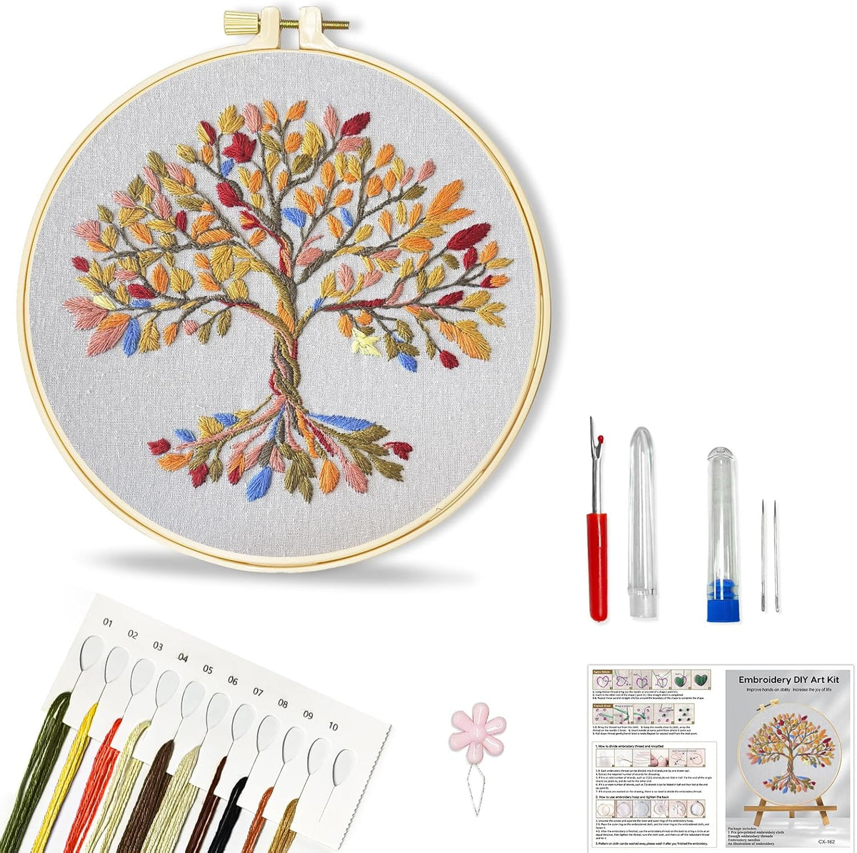 Huacan Embroidery Kit for Beginners Colorful Tree of Life Embroidery