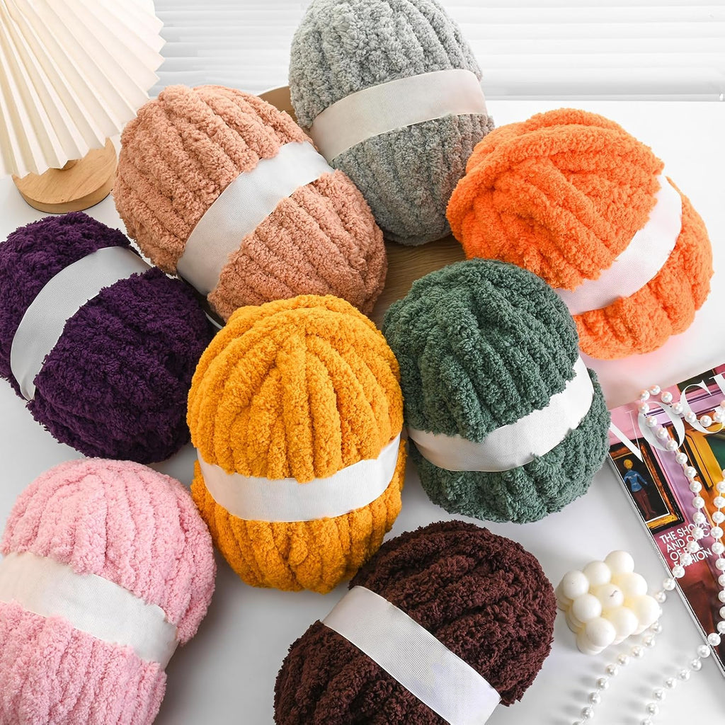 10 Pack Burgundy Fuzzy Chunky Yarn for Hand Knitting, Bulky Thick