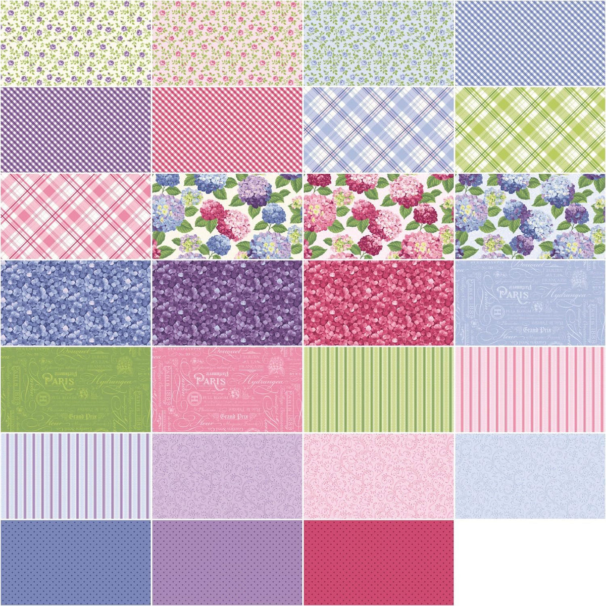 Jennifer Bosworth Hydrangeas in The Garden 42 10-inch Squares Layer
