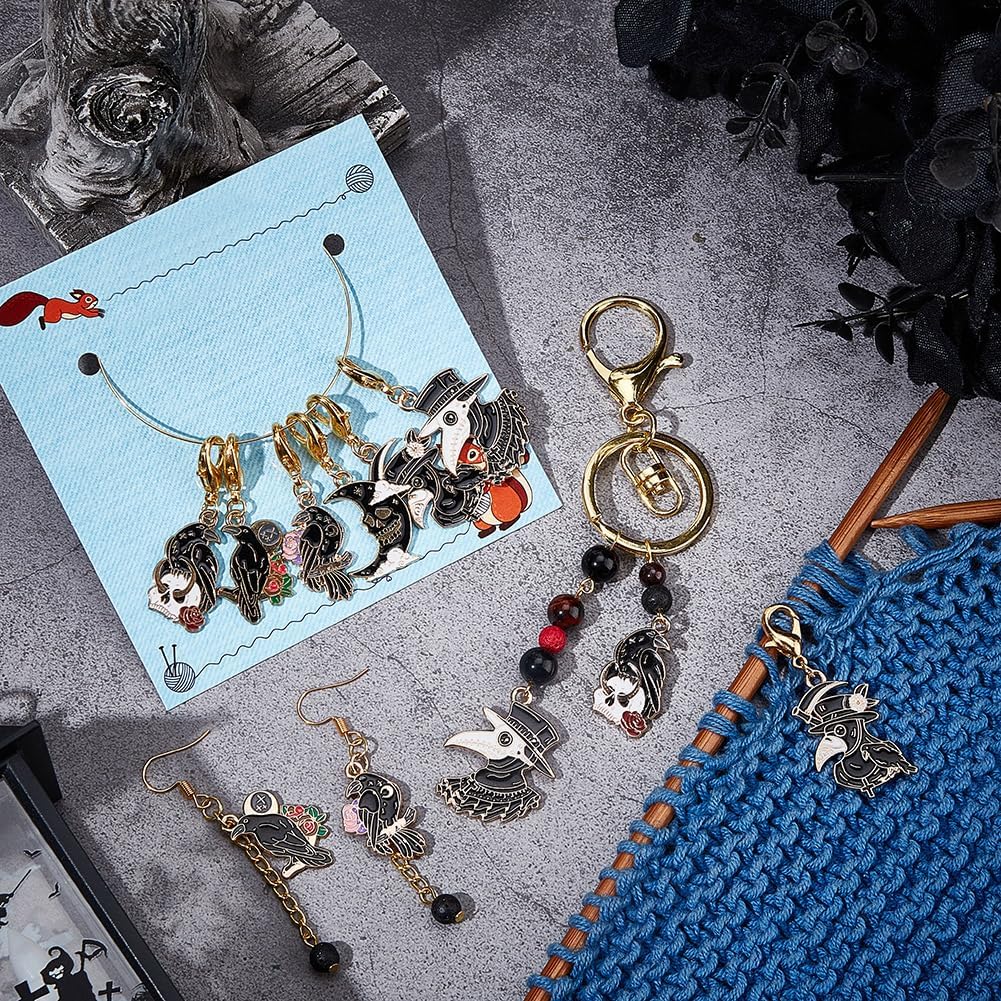 NBEADS 12 Pcs Stitch Markers, 6 Styles Halloween Crochet Markers
