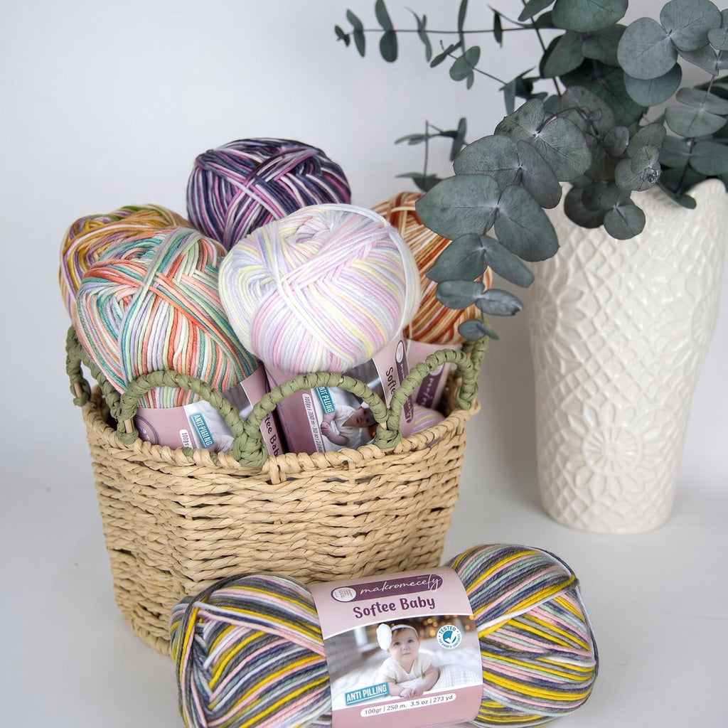 Softee Baby Yarn,%100 Premium Anti-Pilling Acrylic, 3.5 Oz, 273 yd